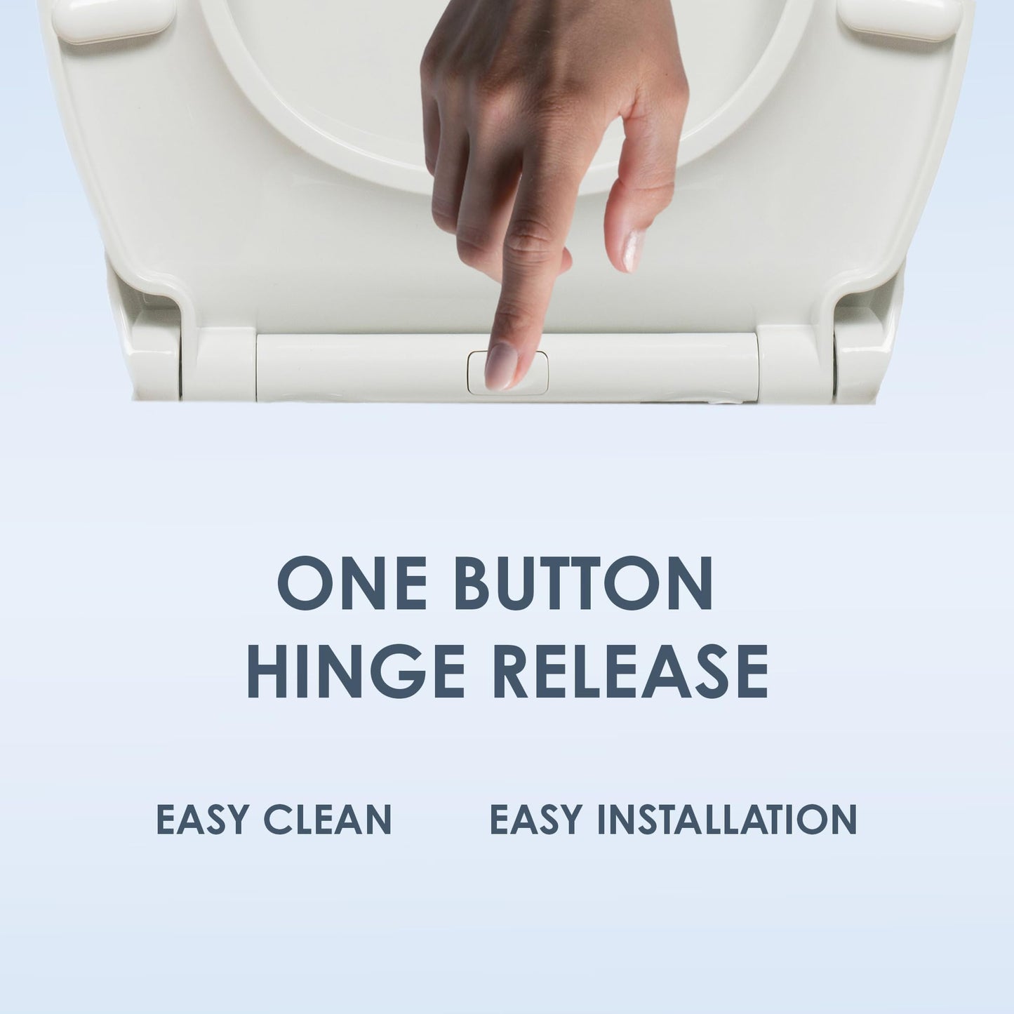 AQUALONA® Premium Thermoplastic Toilet Seat - Soft Close - Hard-Wearing Seat with One Button Hinge Release - Click, Lift & Clean Technology - Top and Bottom Fittings (White - Oval Shaped)