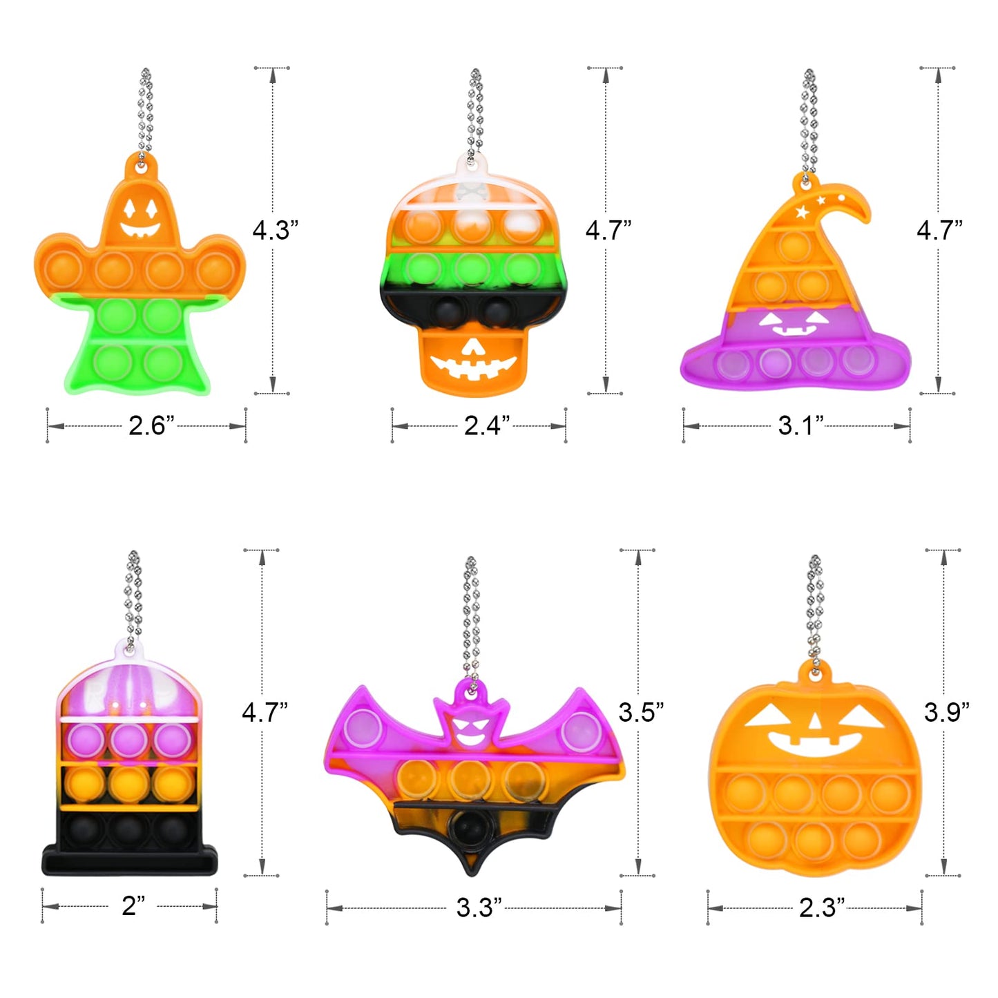 Halloween Party Favors - Halloween Toys - 24 Mini Pop Bubbles Bulk with Keychain for Kids Boys Girls - Pop Its Boo Basket Goodie Bag Stuffers Treats Stress Sensory Fidget Prizes for School Classroom