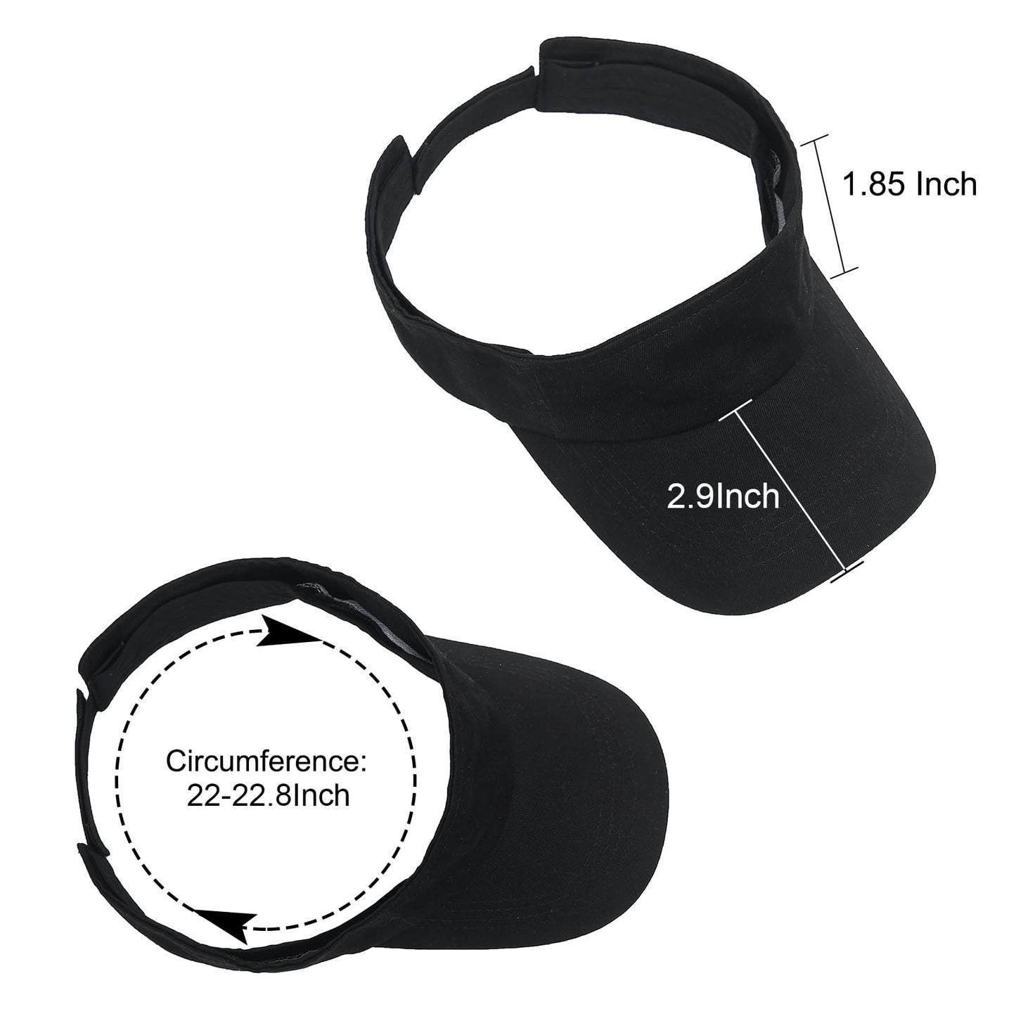 ANDICEQY Sport Sun Visor Hats Adjustable Empty Top Baseball Cap Cotton Ball Caps for Women and Men (Dark Black)