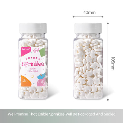 Ghosts Sprinkles for Cake Decorating, 3.52oz Edible White Ghosts Candy Sprinkles for Cupcake Toppers Baking Cookie Halloween Party Supplies Birthday Celebrations