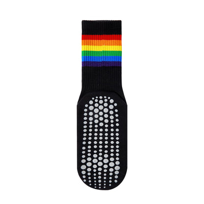 American Trends Pilates Socks with Grips for Women Pride Month Rainbow Outfit Yoga Non Slip Barre Socks Black Rainbow