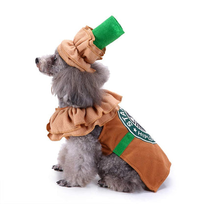 Dog Costume Clothes Latte Coffee Dog Halloween Costumes for Small Medium Dogs, Pet Cat Outfit Puppy Cosplay Outfit Christmas Party Special Events Photo Props Dress up Accessories