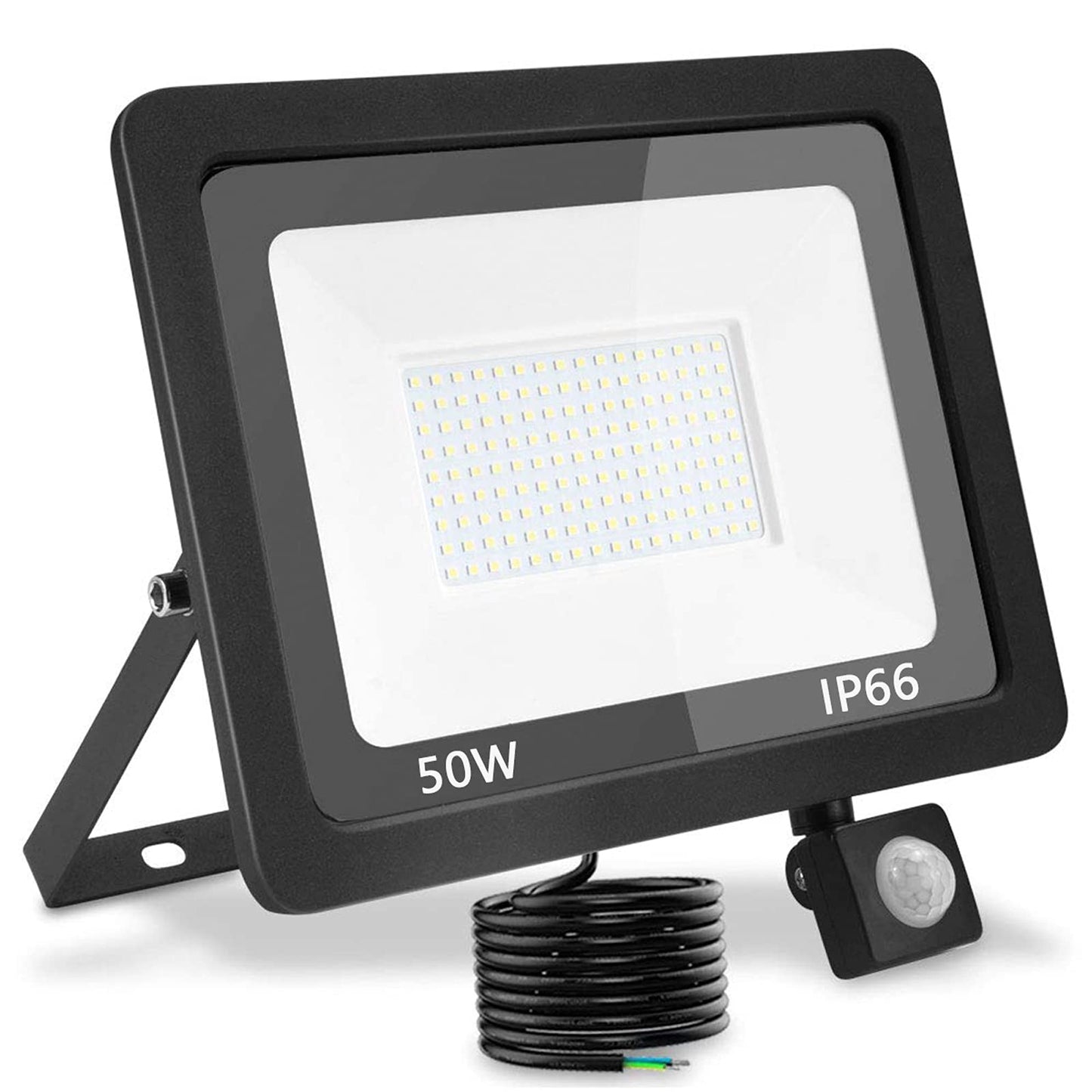 treoir 50W Security Lights Outdoor Motion Sensor,5000LM Outdoor Spotlight with PIR,IP66 Waterproof 3500k LED Spotlight for Garden,Garage,Square,Car Park,Construction Site ect(50W,Warm White)