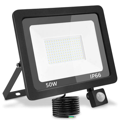 treoir 50W Security Lights Outdoor Motion Sensor,5000LM Outdoor Spotlight with PIR,IP66 Waterproof 3500k LED Spotlight for Garden,Garage,Square,Car Park,Construction Site ect(50W,Warm White)