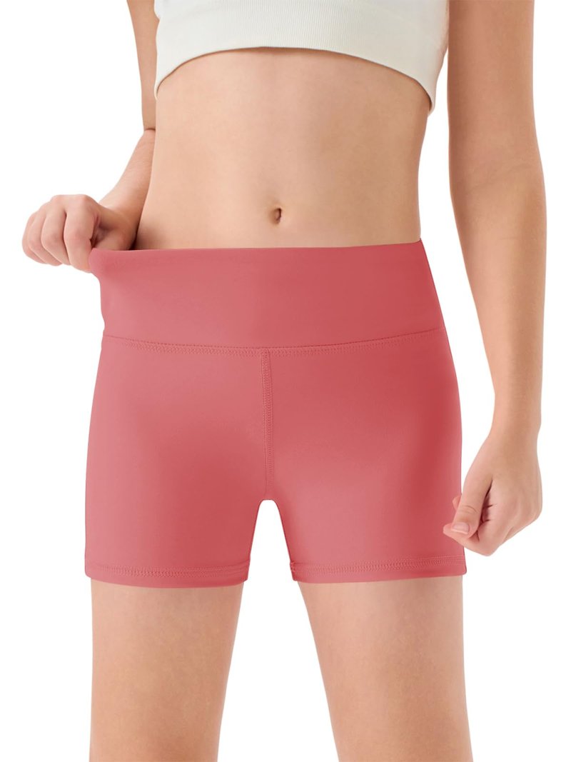 Haloumoning Girls Athletic Shorts Kids High Waisted Yoga Dance Biker Shorts Comfy Gymnastics Shorts 5-14Y