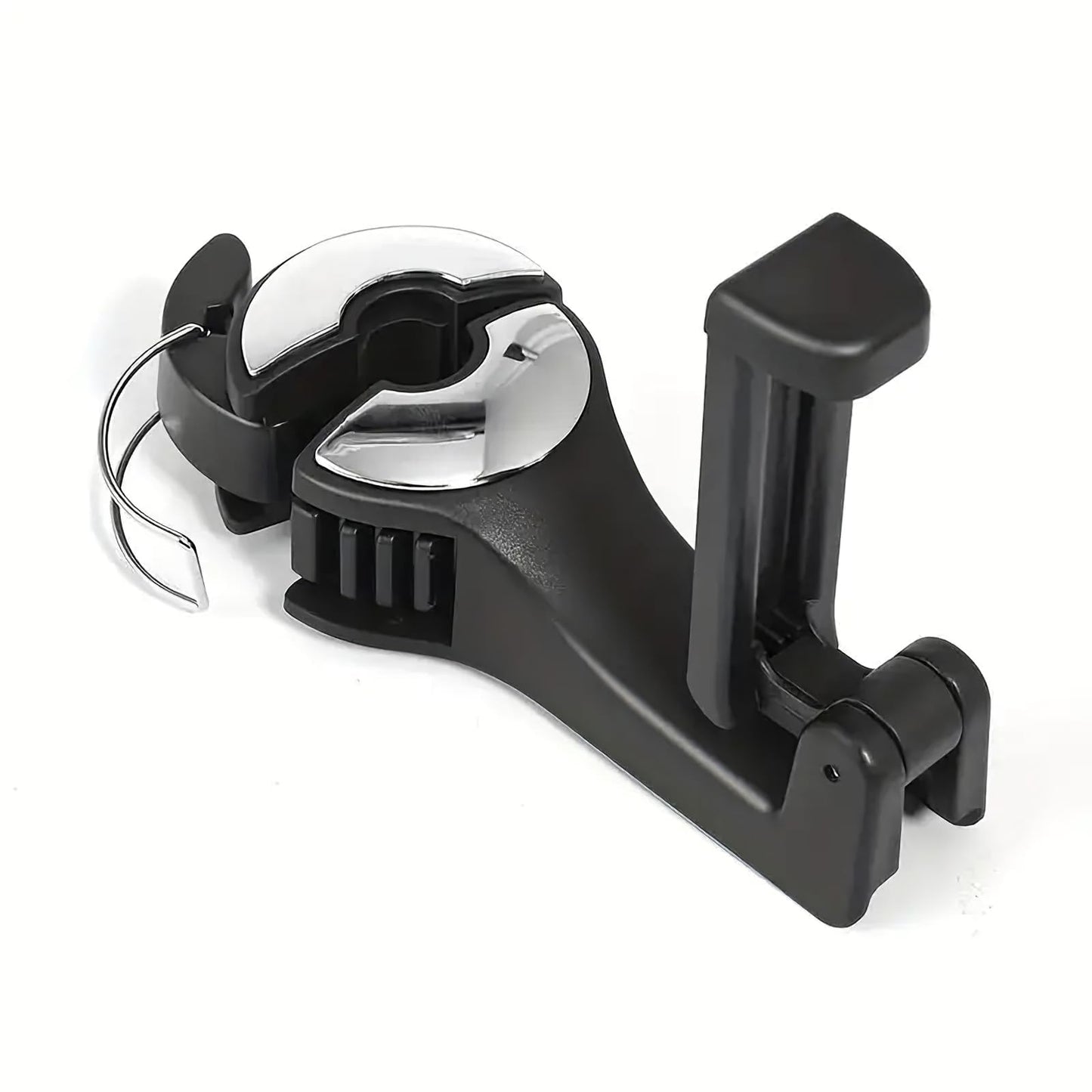 Car Headrest Hook with Phone Holder, Universal 360 Rotation Headrest Hooks for Purses and Bags (Black)