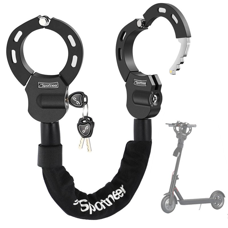 Sportneer Scooter Lock: 7mm Square Chain Anti-Theft Cut Resistant Bike Lock with 3 Keys, 2.46ft/75cm Heavy Duty 3 Position Adjustment Bike Chain Lock for E-Bike/Electric Scooters, Door, Gate