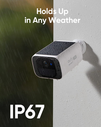 eufy Security SoloCam S220 Solar Security Camera Outdoor Wireless, Continuous Power, 2K Resolution Home Security Camera, 2.4 GHz Wi-Fi, No Monthly Fee, HomeBase S380 Compatible