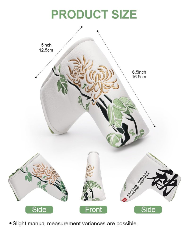 Chrysanthemum Golf Head Covers, Floral Style Blade Putter Cover, Unique Design Golf Club Covers Funny, Golf Headcovers PU Leather and Advanced Embroidery with Soft Inner Lined for Most Brands - Autumn