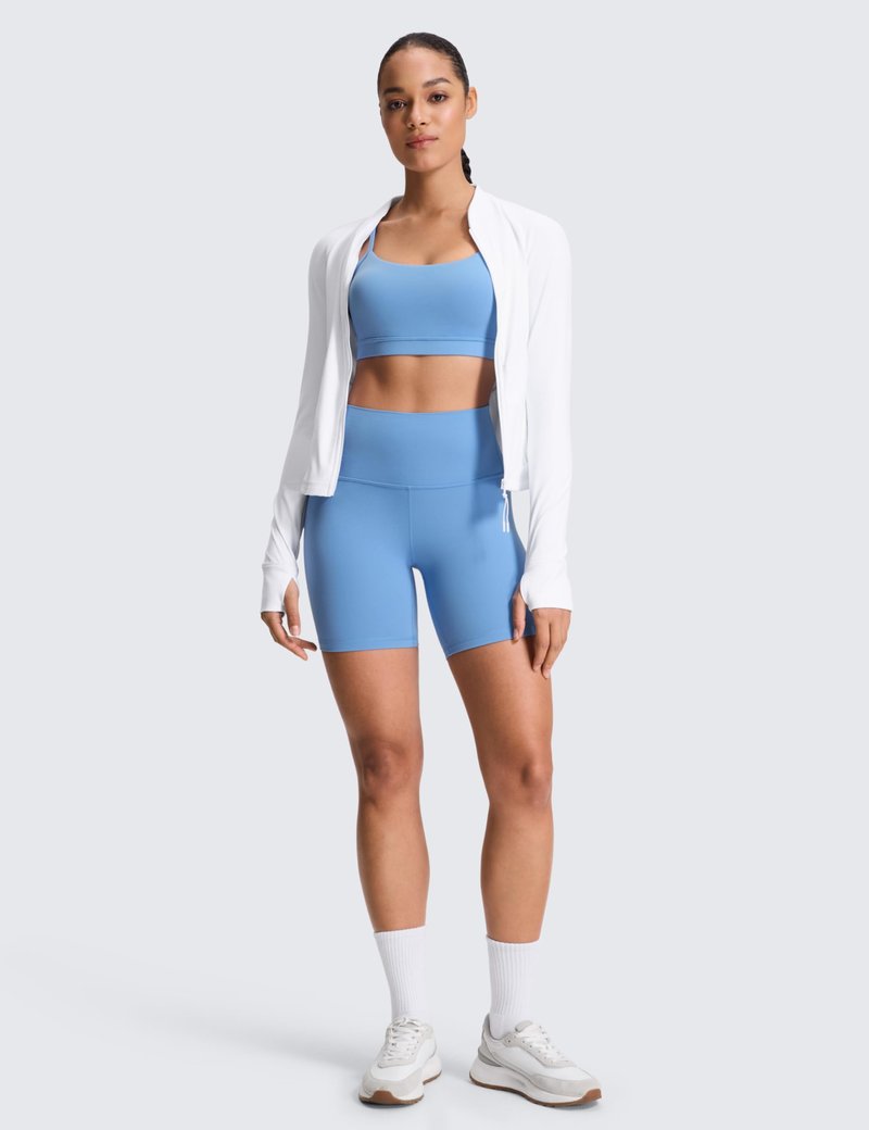 CRZ YOGA ButterLuxe Biker Shorts 6" - High Waisted Workout Running Volleyball Spandex Yoga Womens Party Blue X-Large