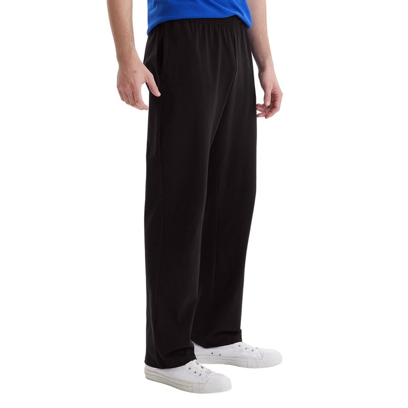 Hanes Essentials Sweatpants, Men’s Cotton Jersey Pants with Pockets, 33”, Black, Large