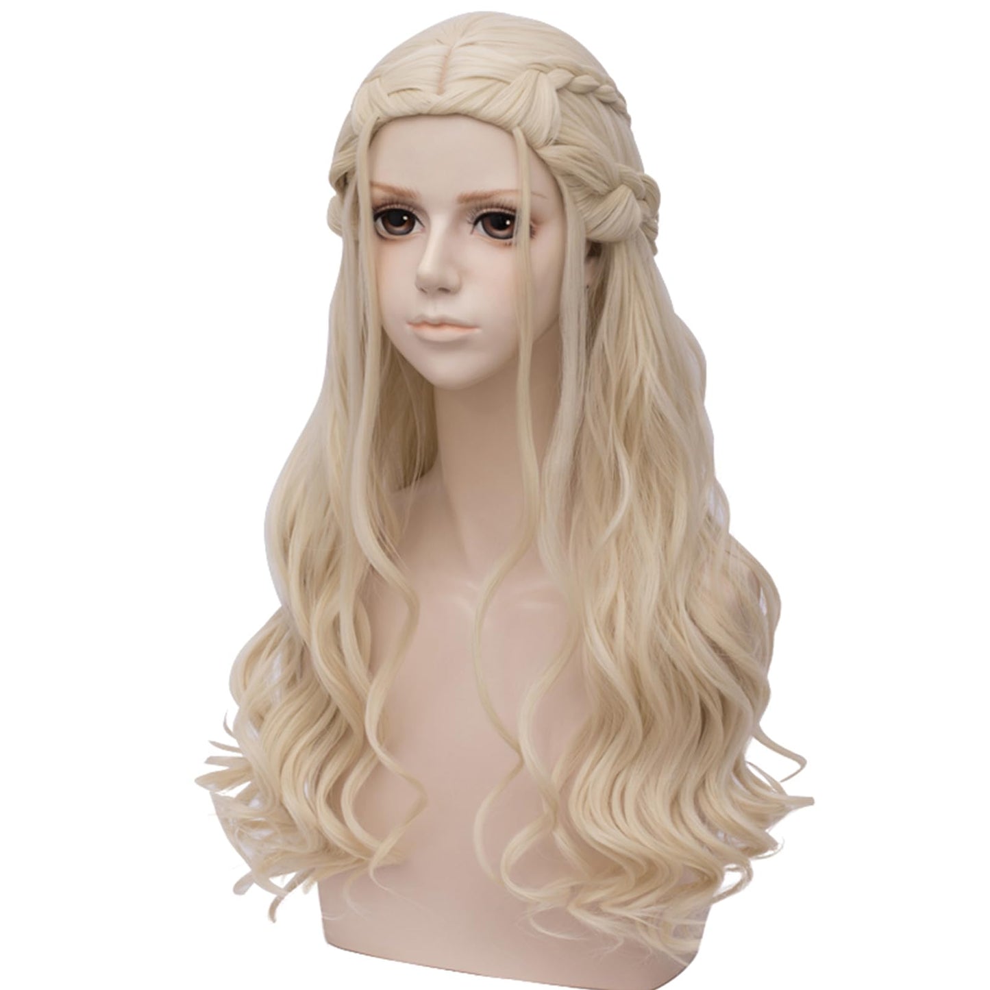 Probeauty Long Blonde Braid Wig Women Halloween Costume Cosplay Wig Cap ( Curly Braid B)