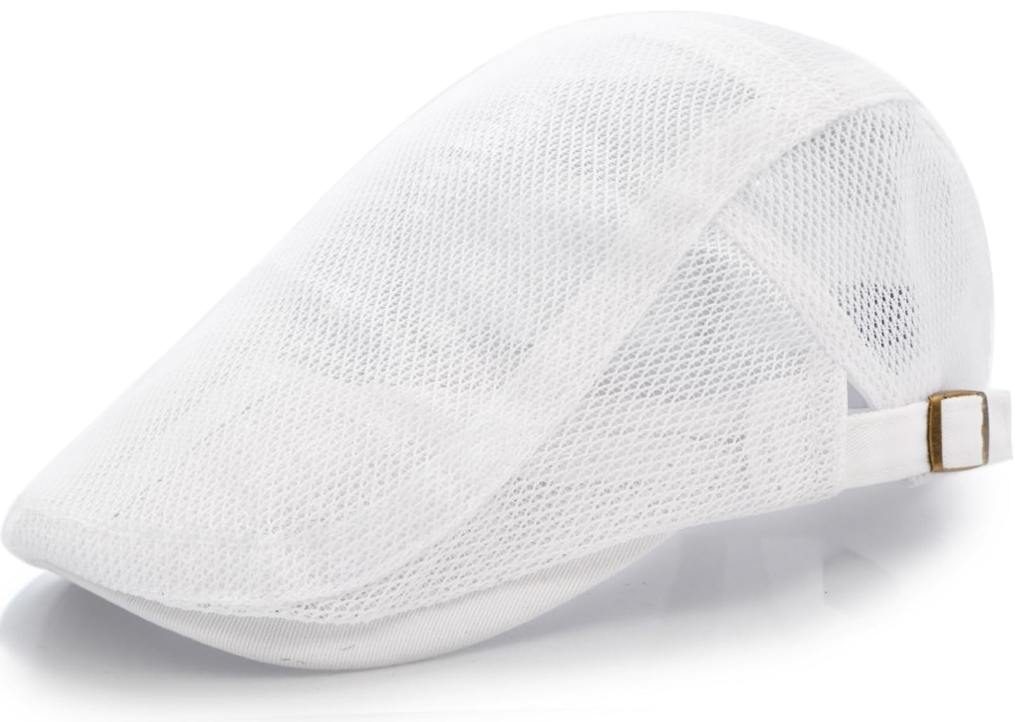 Taidor Men's Mesh Cap Breathable Summer Newsboy Hat Adjustable Beret Ivy Cap Irish Cabbie Driving Hunting Hats White
