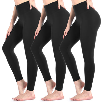 Sanpetix 3 Pack Black Leggings for Women, High Waisted Buttery Soft Leggings for Workout Running Yoga 3Black SM