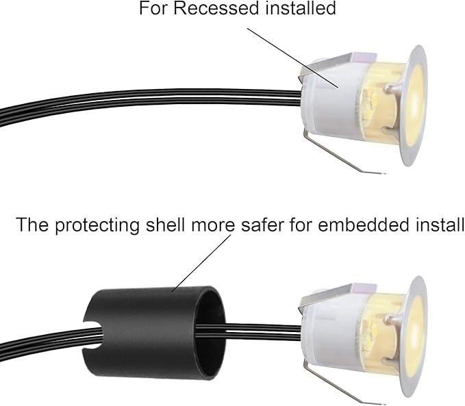 LED Recessed Deck Light Kits with Protecting Shell,LED Outdoor Landscape Lighting IP67 Waterproof,DC 12V Low Voltage for Garden,Yard,Stair,Patio,Kitchen Decoration In Ground(20pcs,Warm White)