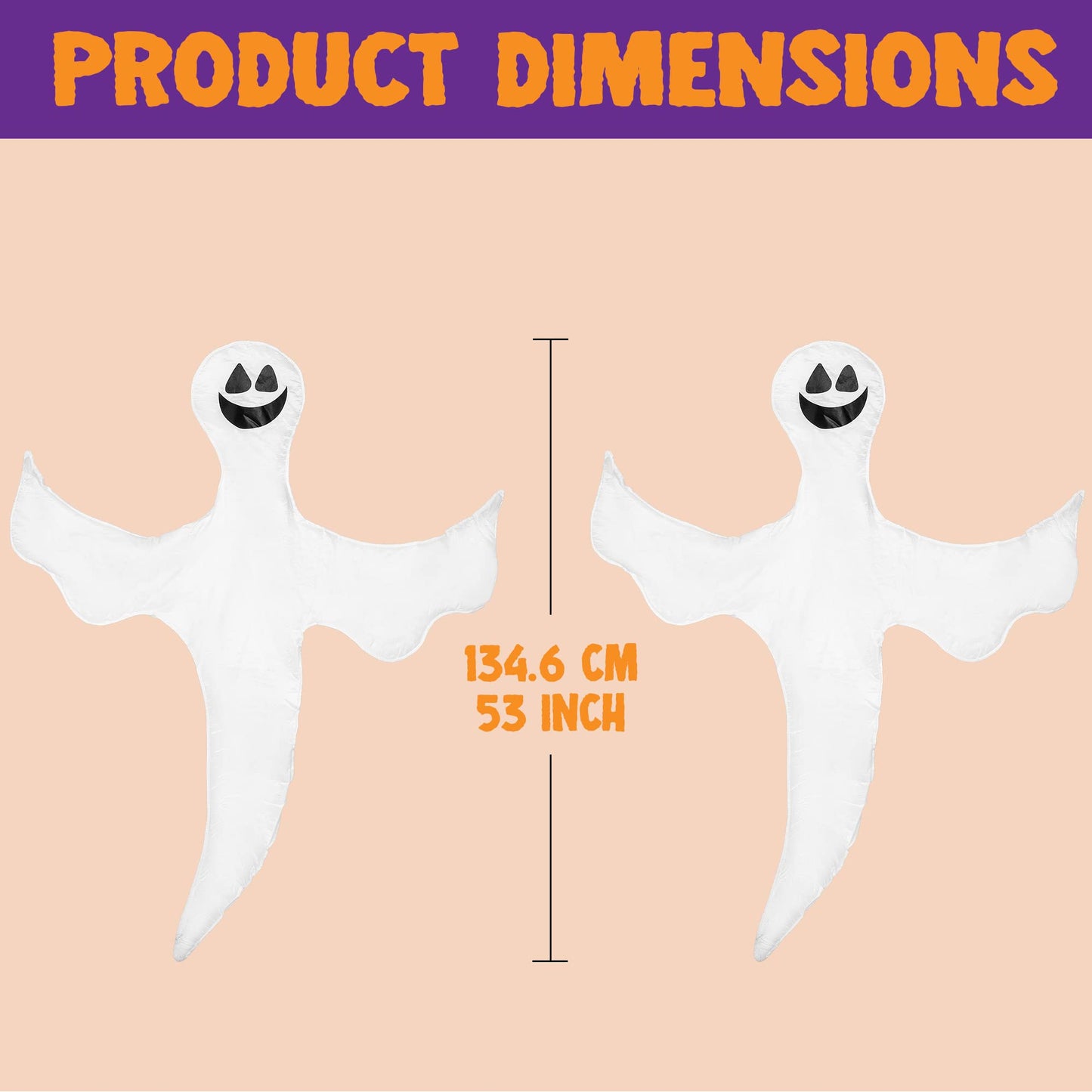JOYIN 2 Pcs 53” Halloween Decoration Outdoor, Halloween Tree Wrap Ghost Decoration Outdoor, Smiling Hanging Ghost Design for Lawn, Tree, Party Supplies, Haunted House Wrap Decor
