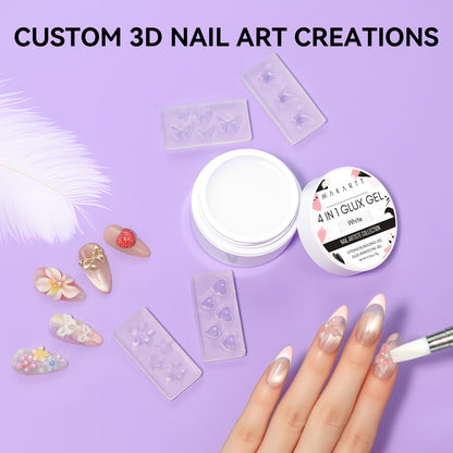 Makartt Clear Gel Builder Kit: Self-Levelling, Long Lasting Extension Hard Gels for Strengthener, Broken Nails Repair Gel Kit with Paper Forms, Dual forms, Nail File and Dual-End Brush 1.06 oz