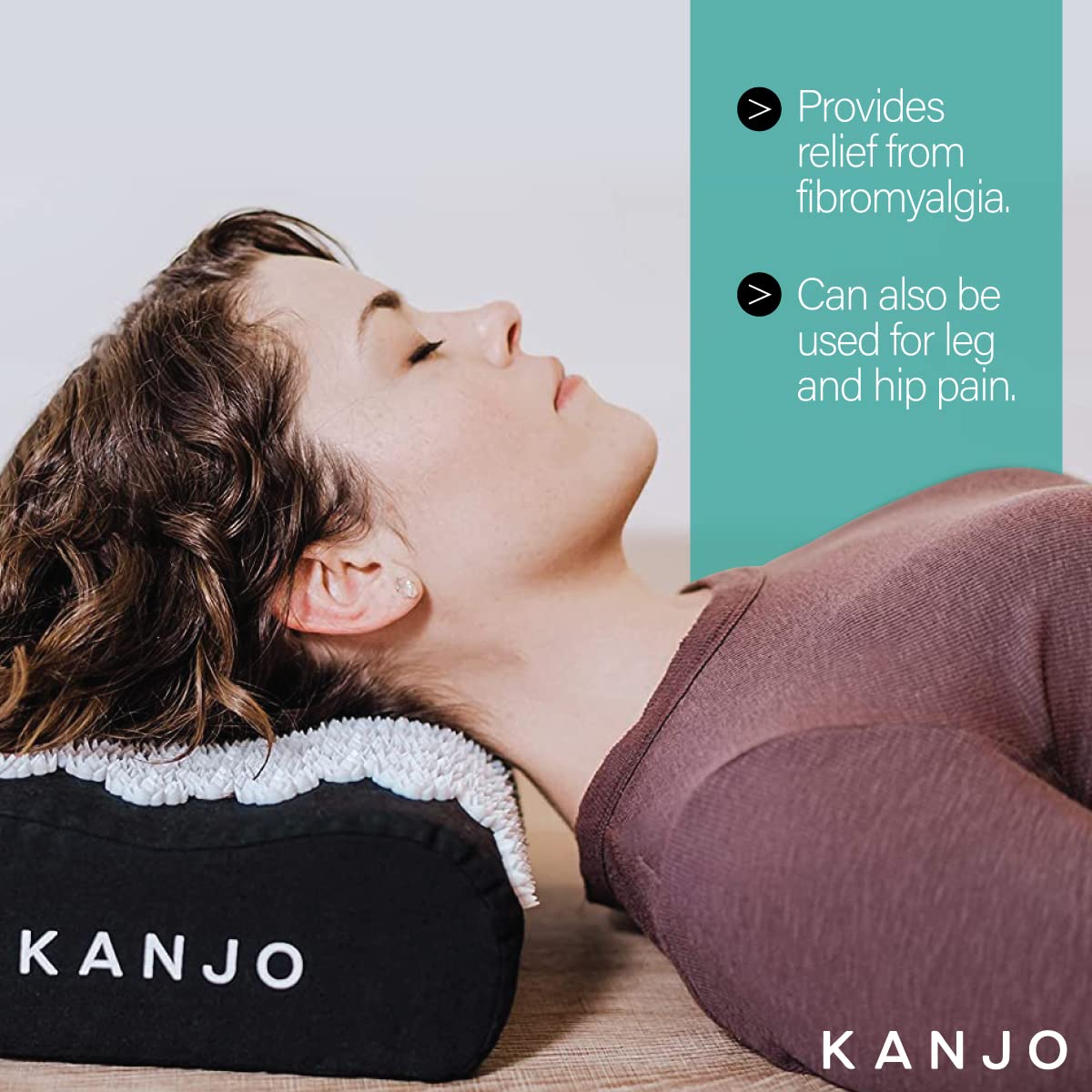 Kanjo FSA HSA Eligible Acupressure Cushion | Memory Foam Acupressure Pillow for Back and Sciatica Pain | 100% Cotton Linen Cover