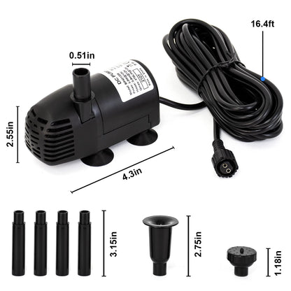 ECO-WORTHY Solar Fountain Water Pump Kit 12 W, 196 GPH+ 12 Watt Solar Panel Submersible Powered Pump for Small Pond, Garden Decoration, Pool, Birdbath(Need Sunlight) Black
