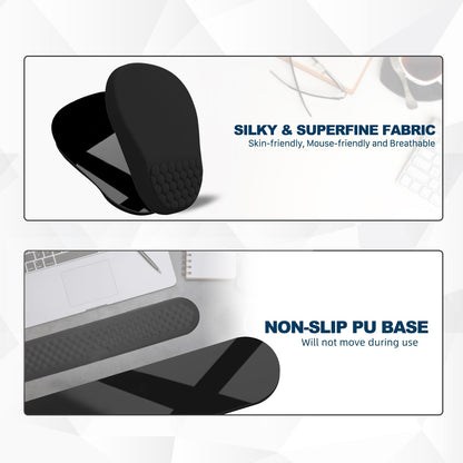 Hasinart Ergonomic Mouse Pad and Keyboard Wrist Rest with Massage Design, Space-Saving Mouse Pad Wrist Support, Memory Foam Wrist Rest with Non-Slip PU Base for Computer Desk, Black