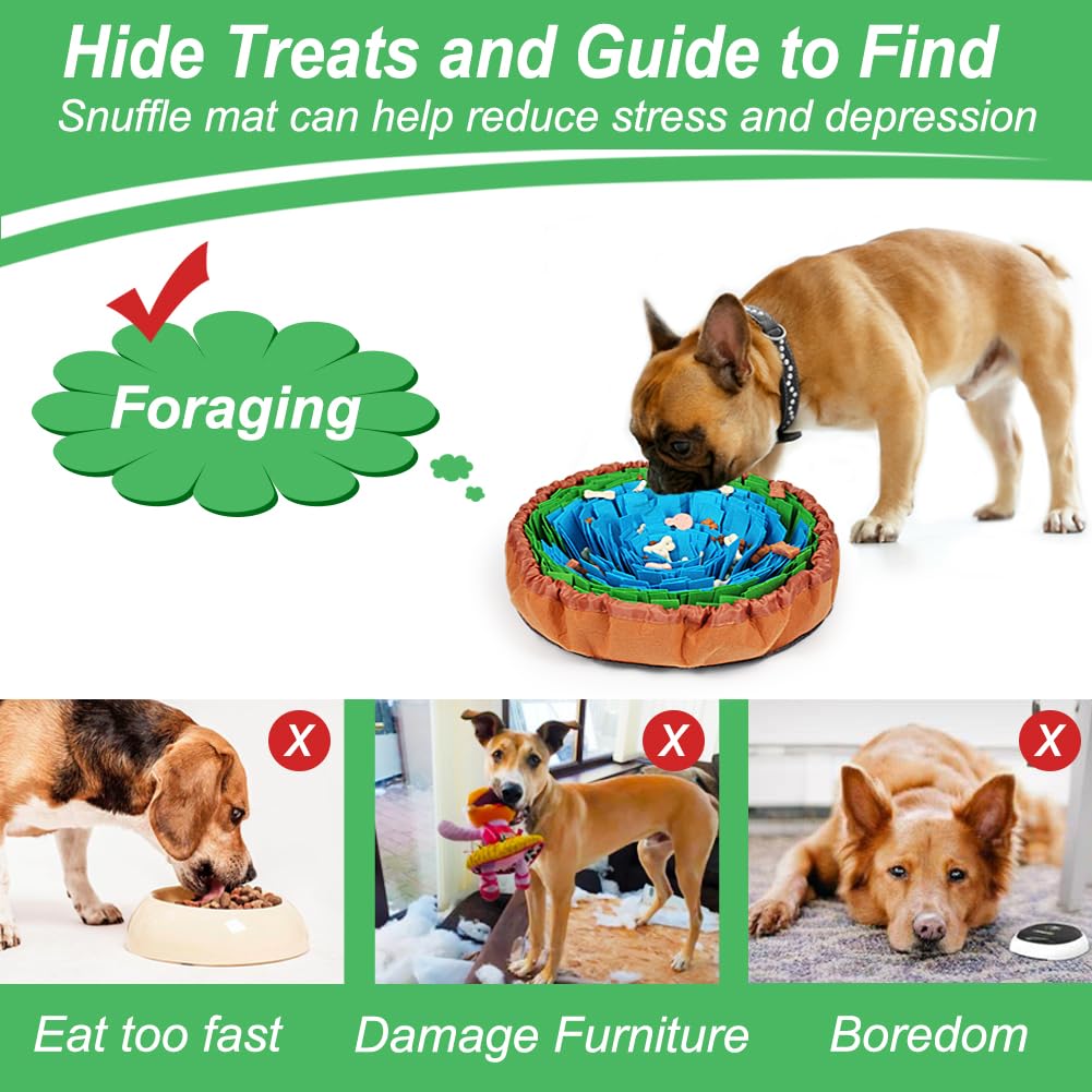 Vivifying Snuffle Mat - Durable, Washable Interactive Game Toy for Large Dogs and Puppies (18in / 46cm Diameter)