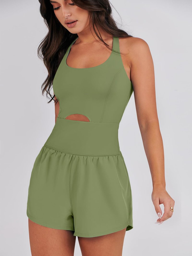 Caracilia Women's Workout Athletic Romper Summer Sets Short Jumpsuits Onesie Running Outfits Exercise Gym 2026 Trendy Clothes