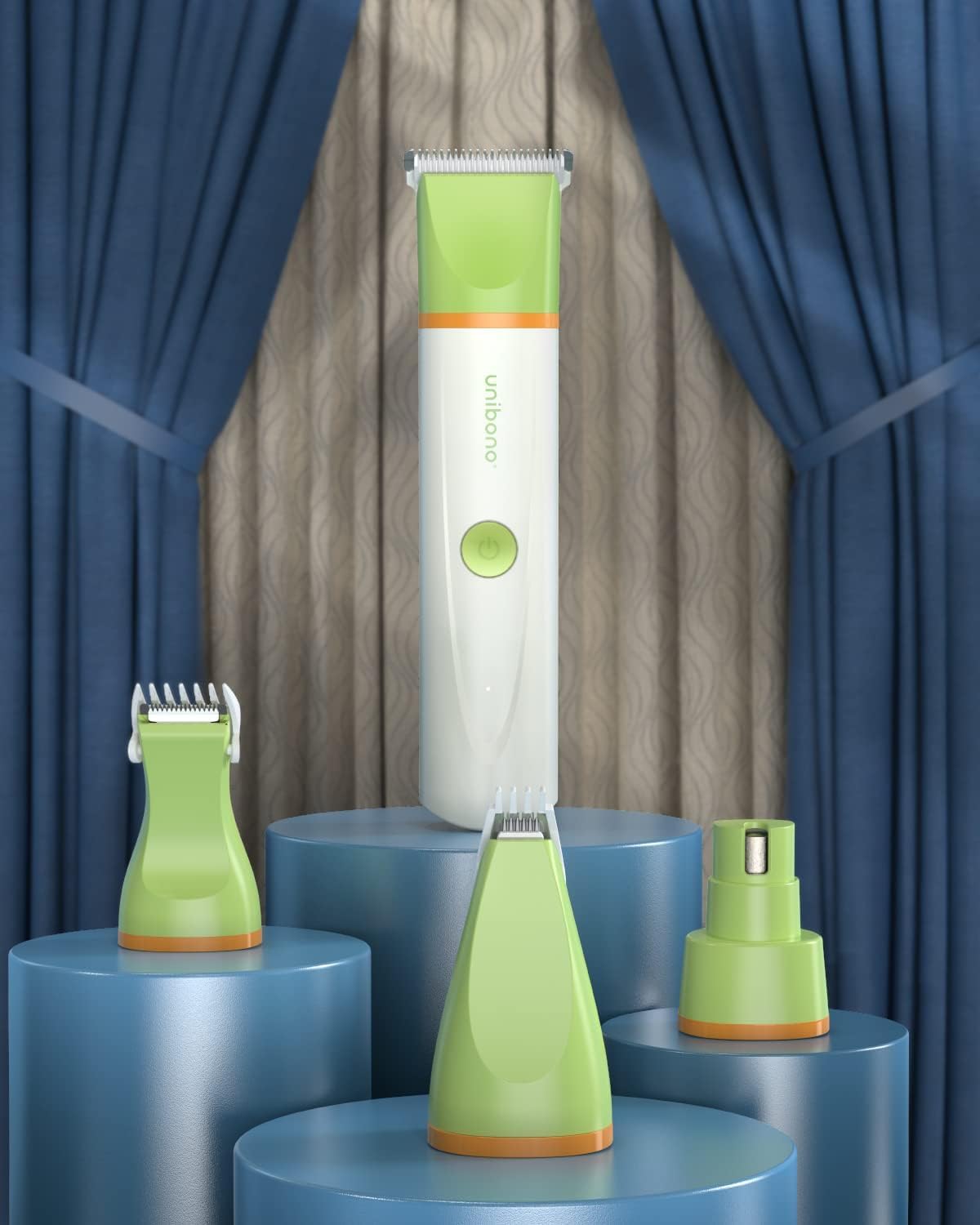 Unibono Dog Grooming Clipper Kit, Quiet Cordless Pet Clipper for Dogs & Cats, Silent Dog Cat Shaver for Paws, Claws, Eyes, Ears, Face with Grooming Scissors Comb, Green