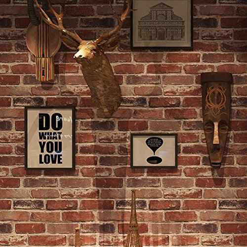 Red Brick Wallpaper Peel and Stick Realistic Distressed Textured Rock Stone Self Adhesive Contact Paper Embossed Vintage Removable Vinyl Wall Paper Faux Brick Look Wall Covering 118inch