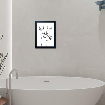 Bathroom Picture Wall Decor, Framed Black and White Bathroom Wall Art, Toilet Paper in Little Funny Raccoon's Hand Animal Canvas Print Painting