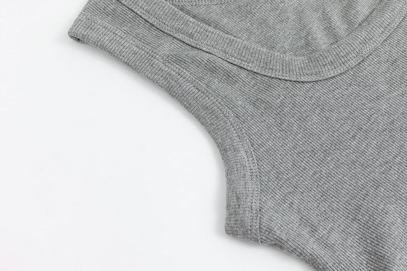 SVALIY Summer Womens Tank Tops 2025 Square Neck Fitted Sleeveless Shirts for Women Ribbed Basic Top Grey