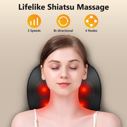 iKristin Back Massager with Heat,Shiatsu Neck Back Massager Pillow,Deep Tissue Kneading Back Massage,Massage Pillow for Shoulders,Legs,Foot,Body Muscle Relief,Neck Massager for Women/Men/Dad/Mom