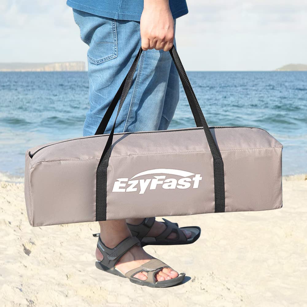 EzyFast Compact Pop Up Canopy Tent, Collapsible Instant Shelter,Portable Sports Cabana, with Built-in Weight Bags, 8 x 8 ft Base / 6 x 6 ft Top for Camping, Hiking, Picnic, Family Outings (Khaki)