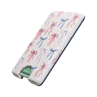 Casely MagWallet | Starfish Wishes | Coral Pink Shimmer | Slim Wallet Card Holder | Compatible with MagSafe | Soft-Touch Hard Silicone | Holds Up to 3 Cards
