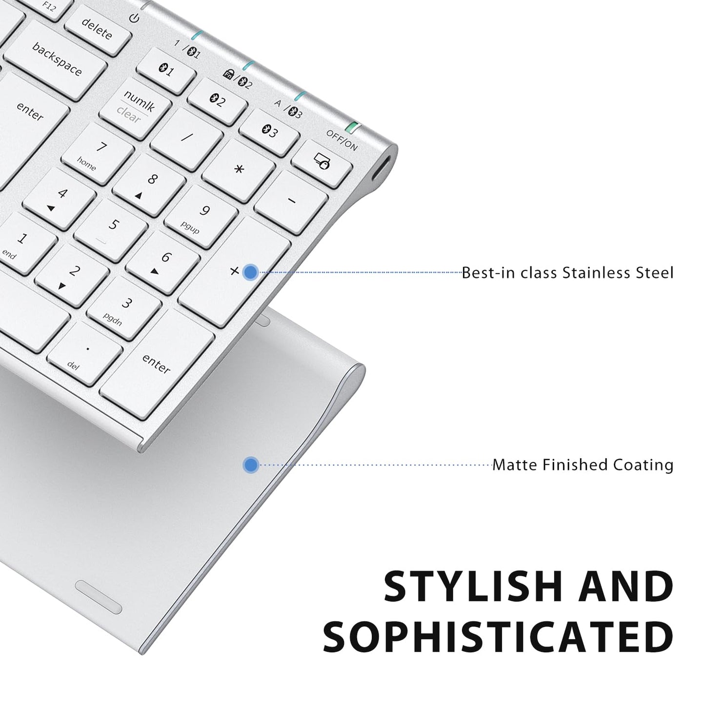 iClever Wireless Bluetooth Keyboard, Keyboard Rechargeable Bluetooth 5.1 Stable Connection to Multi Devices Silent Slim Keyboard for Mac, iPad, iPhone, iOS, Android, Windows, QWERTY UK Layout