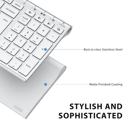 iClever Wireless Bluetooth Keyboard, Keyboard Rechargeable Bluetooth 5.1 Stable Connection to Multi Devices Silent Slim Keyboard for Mac, iPad, iPhone, iOS, Android, Windows, QWERTY UK Layout