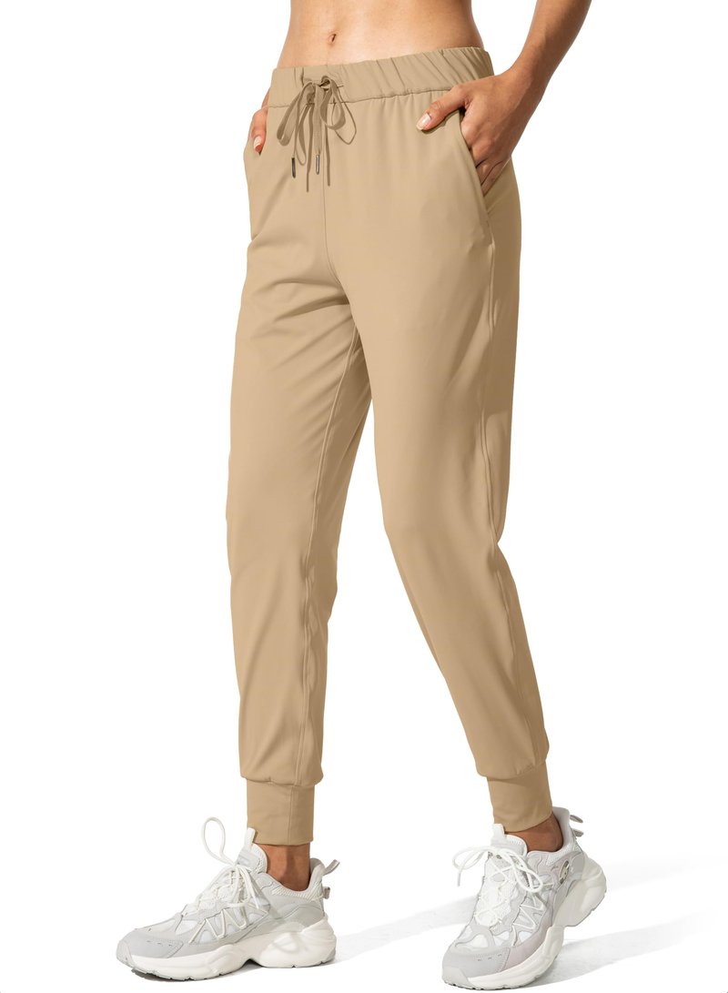 SANTINY Women's Joggers Pants Pockets Drawstring Running Sweatpants for Women Lounge Workout Jogging(Khaki_XS)