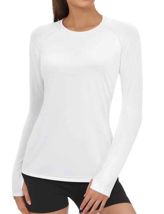 Rash Guard for Women UPF50+ Sun Shirt, Long Sleeve UV Protection Shirts Women Quick Dry Workout Shirts Hiking Swimming Tops (US, Alpha, XX-Large, Regular, Regular, White)