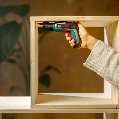 Bosch Home and Garden Compact Cordless Screwdriver IXO (7th Generation; 3.6V; 2.0Ah; 5.5Nm; Set incl. Angle-Screw and Off-Set Angle Attachments; with Micro-USB Cable; in Storage Box)