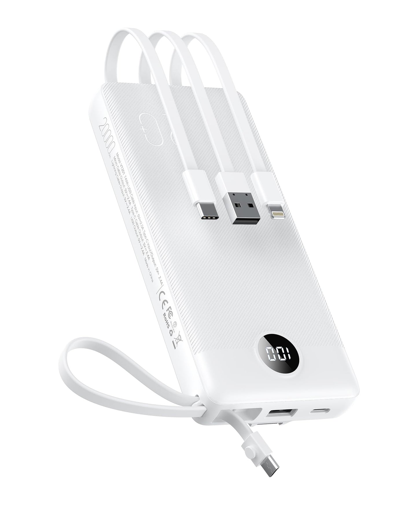 VEEKTOMX Portable Charger Built-in Cables,10000mAh Power Bank for iPhone,Fast Charge USB C Battery Pack Travel Essentials Powerbank Compatible with iPhone 17/16/15/14, Samsung S25/24, Android, etc