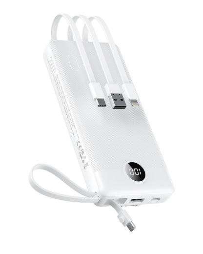 VEEKTOMX Portable Charger Built-in Cables,10000mAh Power Bank for iPhone,Fast Charge USB C Battery Pack Travel Essentials Powerbank Compatible with iPhone 17/16/15/14, Samsung S25/24, Android, etc