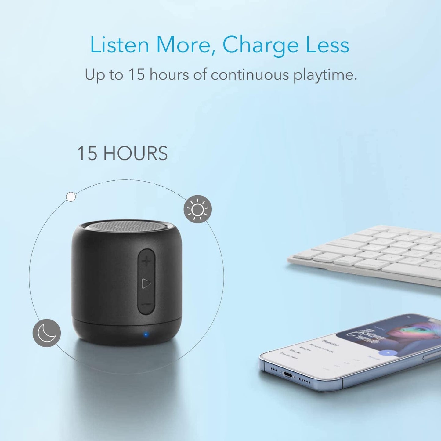 Anker Super-Portable Bluetooth Speaker Soundcore Mini with 15-Hour Playtime, Wireless Speaker with 66-Foot Bluetooth Range, Enhanced Bass, Noise Cancelling Microphone, For Outdoor, Travel, Home