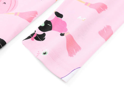 Topgal Big Girls Pajamas Pink Cat Ghost Skeleton Pumpkin Broom Nightwear Set for Teens Little Kids 2PC PJS Size 6
