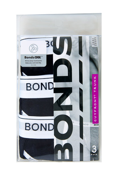 Bonds Mens Underwear Cotton Blend Guyfront Trunk (3 Pack)