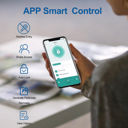 BIWIBON Smart Door Knob - 5 in 1 with Smart APP, IC Cards, Password, Backup Keys - Fingerprint Door Knob with Keypad for Bedroom, Office, Apartment - Black, 3 Pack