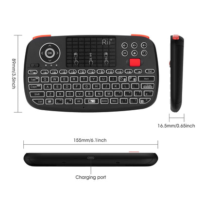 New Dual Mode Wireless Multimedia Keyboard with Touchpad Mouse Rii I4 Bluetooth 4.0 with 2.4G Wireless Mini Keyboard with Scroll Button LED Backlit Rechargeable Battery