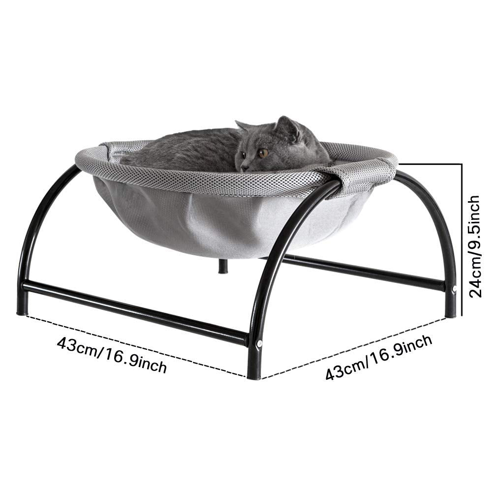 JUNSPOW Cat Bed Dog/Pet Hammock Bed Free-Standing Kitty Sleeping Cat Supplies Pet Supplies Whole Wash Stable & Breathable Easy Assembly Indoors Outdoors, 16.9 in x 16.9 in x 9.5 in