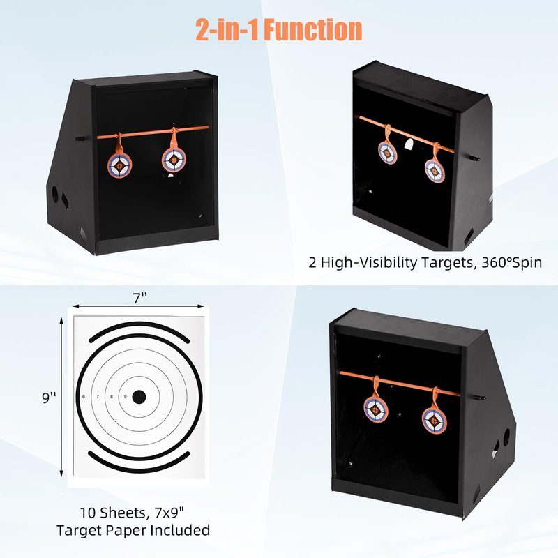 Nova Shock BB Trap Target for Airgun, BB Trap Target with 10pcs Paper Targets and 2 Spinner Targets