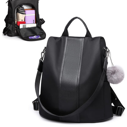 Miss Lulu Women Backpack Leisure Ladies Rucksack Water-Resistant Nylon School Bags Anti-Theft Daypack Shoulder Bag (black)