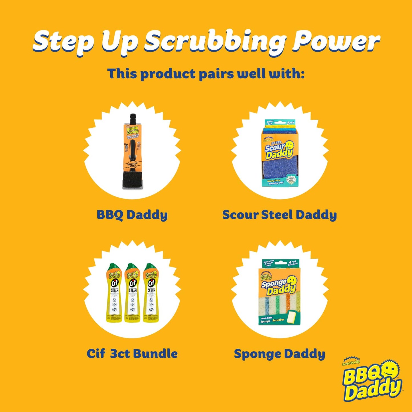 Scrub Daddy BBQ Daddy - BBQ Cleaning Brush Replacement Head, Barbeque Grill Cleaner, Wire Bristle Free with FlexTexture, Barbecue Cleaner Brushes, High-Tech Cleaning Accessories for Men