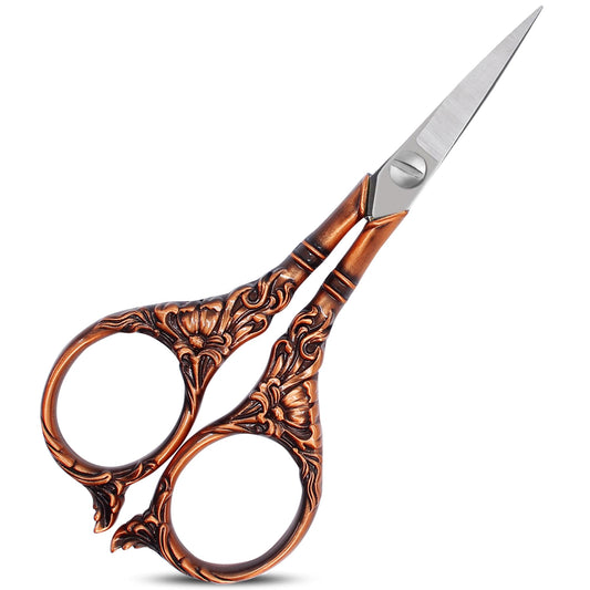 BIHRTC 4.5Inch Vintage Crochet Embroidery Scissors Small Sharp Pointed Stainless Steel Scissors for Sewing Craft Needwork Needpoint Artwork DIY Tool Scissor Bronze Scissor